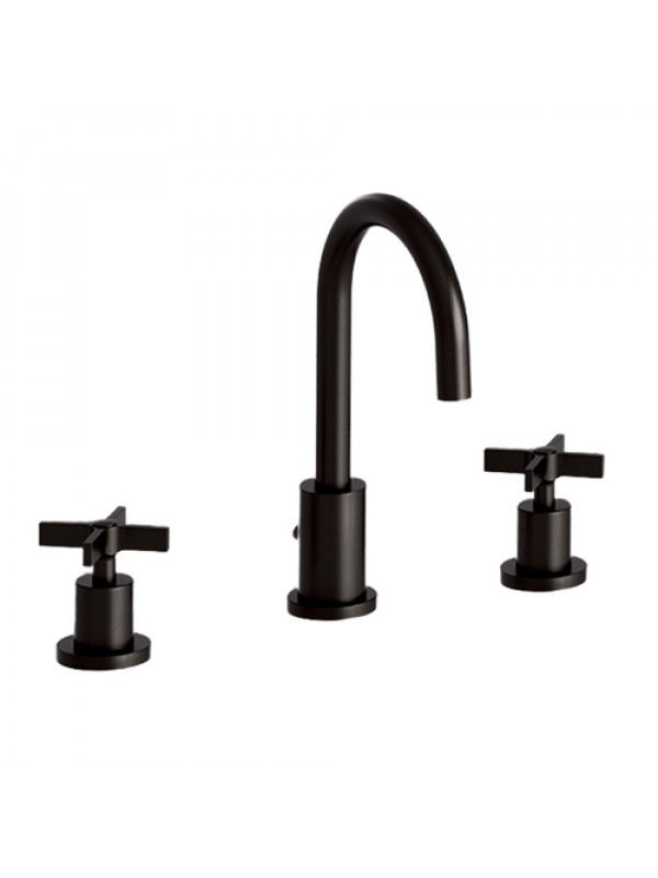 MELANGEUR LAVABO CROSS ROAD 3 TROUS - cr20513_me_langeur_chrome_3_trous_ondyna_noir_mat_cross_road