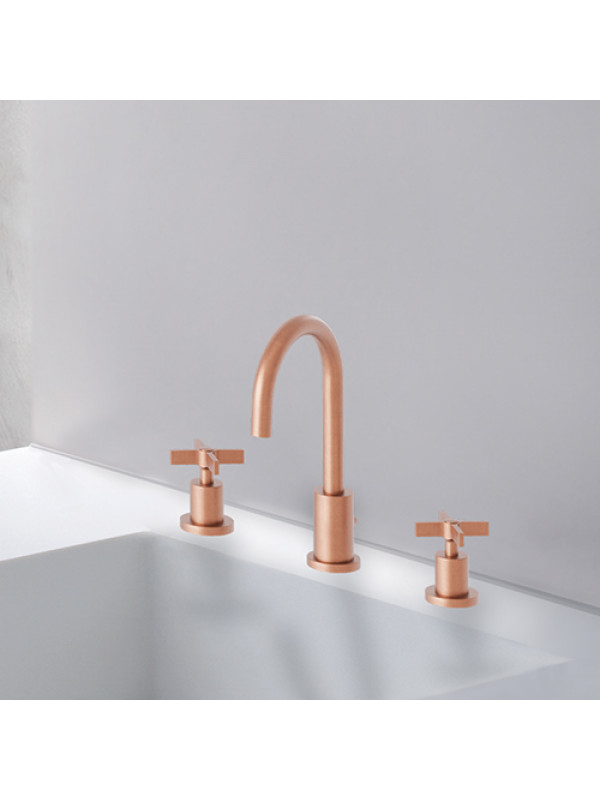 MELANGEUR LAVABO CROSS ROAD 3 TROUS - cr20534p_amb_me_langeur_chrome_3_trous_ondyna_or_rose__brosse__cross_road