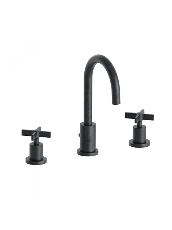 MELANGEUR LAVABO CROSS ROAD 3 TROUS - cr20575_me_langeur_chrome_3_trous_ondyna_noir_brosse__chrome_cross_road