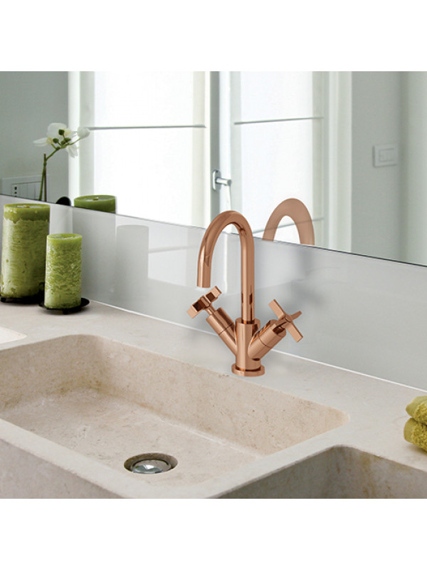 MELANGEUR LAVABO CROSS ROAD 3 TROUS - cr22646p_amb_or_rose___cross_road_me_langeur_lavabo_ondyna