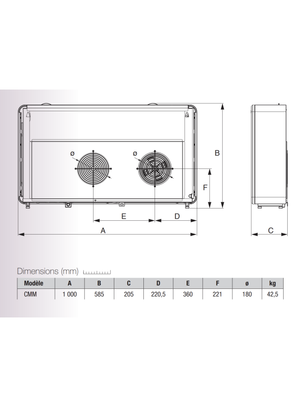 Climatiseur Tempero - AXELAIR - dimensions_climatisuer_tempero
