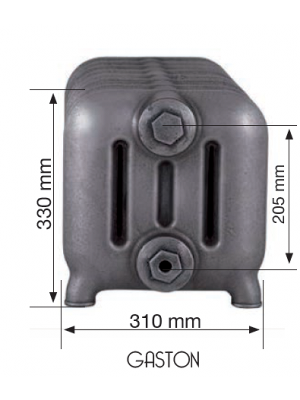 Radiateur fonte GASTON - CINIER - dimensions_radiateur_fonte_gaston_cinier_gris