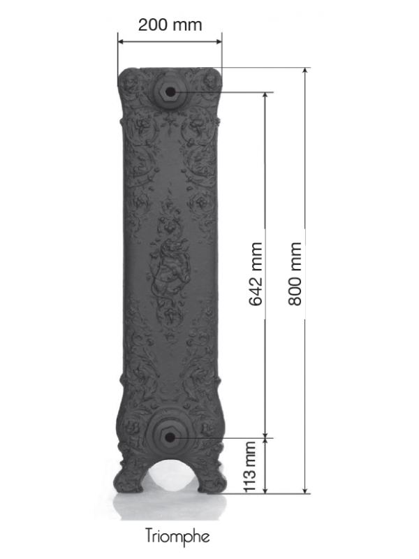 Radiateur fonte TRIOMPHE - CINIER - dimensions_radiateur_fonte_triomphe_cinier