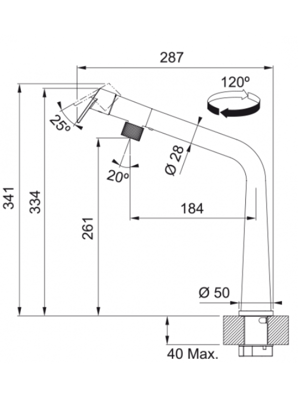 Pièces détachées pour ICON BEC - FRANKE - dimensions_robinet_franke_icon_bec_115.0625.185