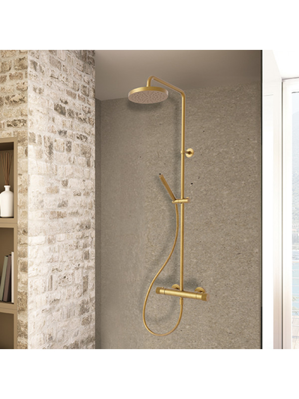 COLONNE DOUCHE THERMOSTATIQUE EAST SIDE  - es48696p_amb_colonne_douche_comple_te_east_side_ondyna_or_brosse__1