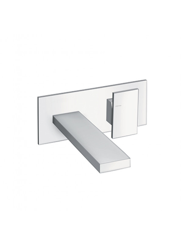 FACADE MITIGEUR LAVABO TABULA MURAL - fac_ade_mitigeur_lavabo_mural_chrome_avec_plaque_ta25651