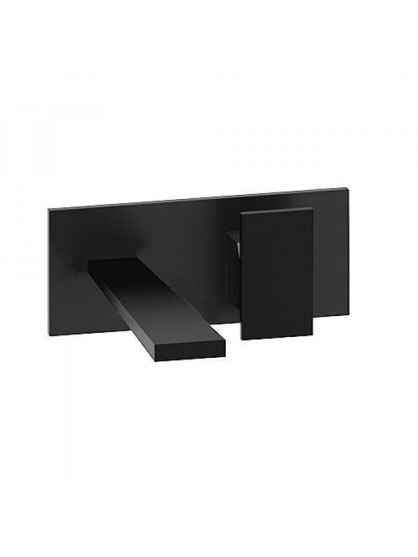 FACADE MITIGEUR LAV TABULA MURAL Noir Mat - fac_ade_mitigeur_lavabo_mural_noir_mat_avec_plaque_ta25613_1