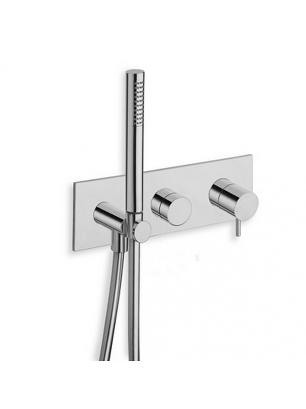 FAÇADE 2 SORTIES MITIGEUR DOUCHE / BAIN-DOUCHE TRIVERDE CHROME - facade_mitigeur__douche_bain-douche_triverde_encastre_2_sorties_chrome_tv60851