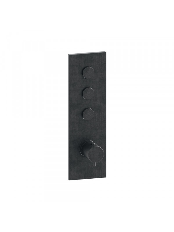 FAÇADE TRIVERDE 3 SORTIES THERMOSTATIQUE THERMO TWIST  - facade_thermostatique_encastre_e_finition_chrome_noir_brosse__xt61375
