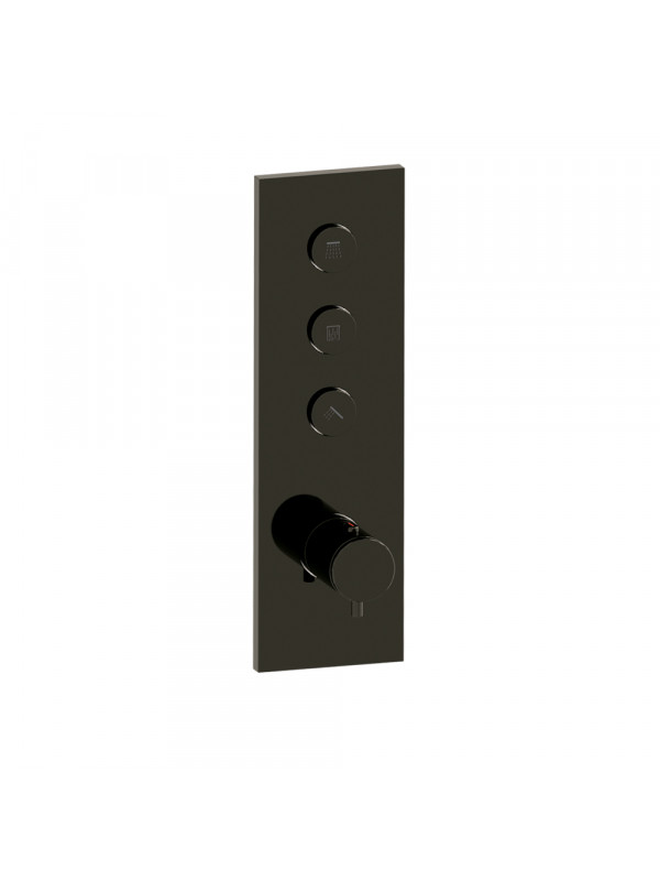 FAÇADE TRIVERDE 3 SORTIES THERMOSTATIQUE THERMO TWIST  - facade_thermostatique_encastre_e_finition_chrome_noir_xt61372