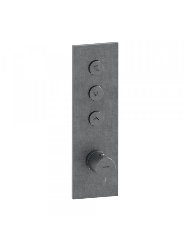 FAÇADE TRIVERDE 3 SORTIES THERMOSTATIQUE THERMO TWIST  - facade_thermostatique_encastre_e_finition_metal_brosse_xt61377