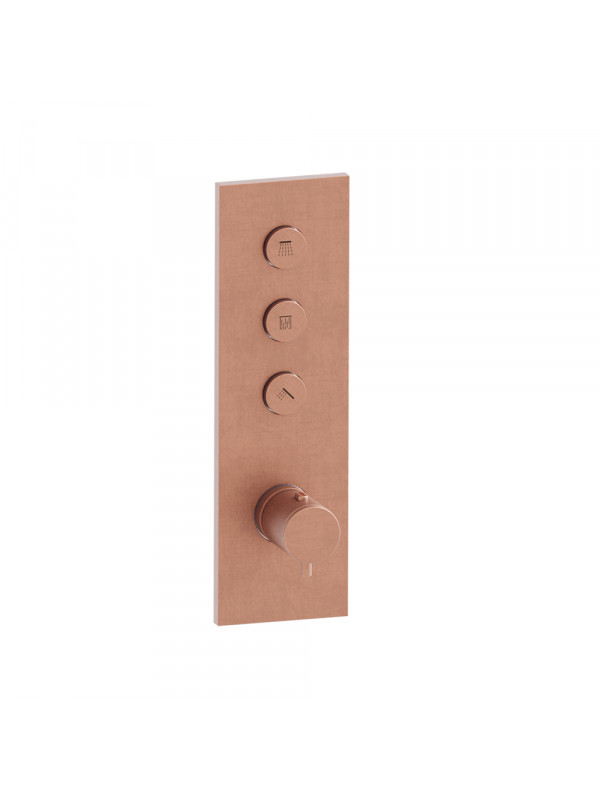 FAÇADE TRIVERDE 3 SORTIES THERMOSTATIQUE THERMO TWIST  - facade_thermostatique_encastre_e_finition_or_rose_brosse_pvd_xt61334p