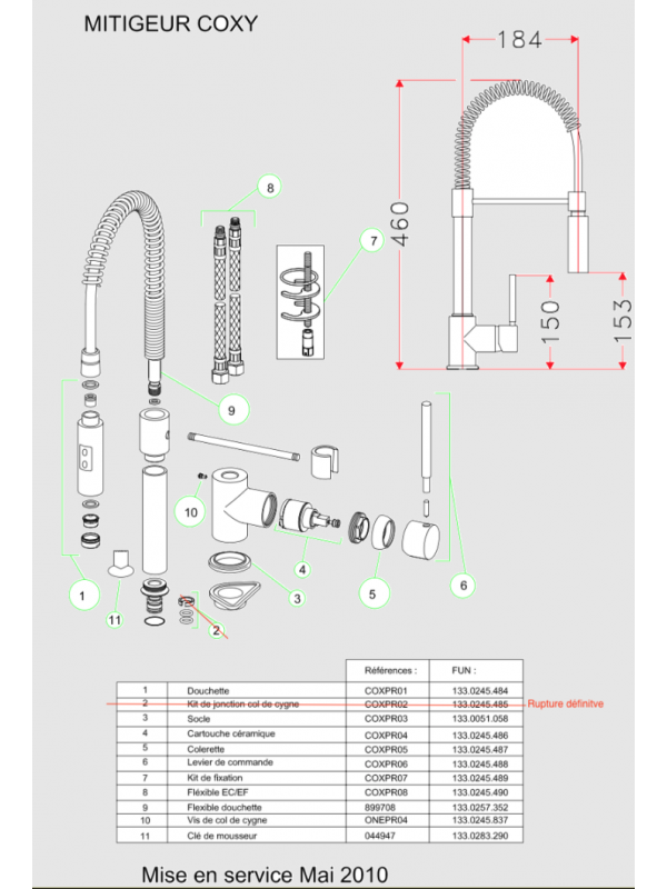 Pieces detachees COXY 100295 - FRANKE - franke_coxy_100295