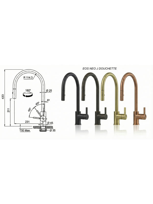 MITIGEUR EOS NEO J - FRANKE - franke_eos_neo_j_douchette