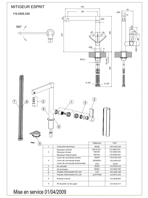 Pièces détachées ESPRIT - FRANKE - franke_esprit_pieces_de_tache_es_115.0205.234