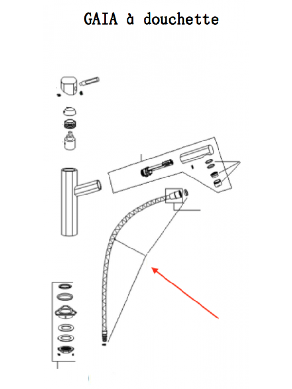 Flexible Douchette pour robinetterie GAIA 037094 - franke_gaia_mitigeur_douchette_schema