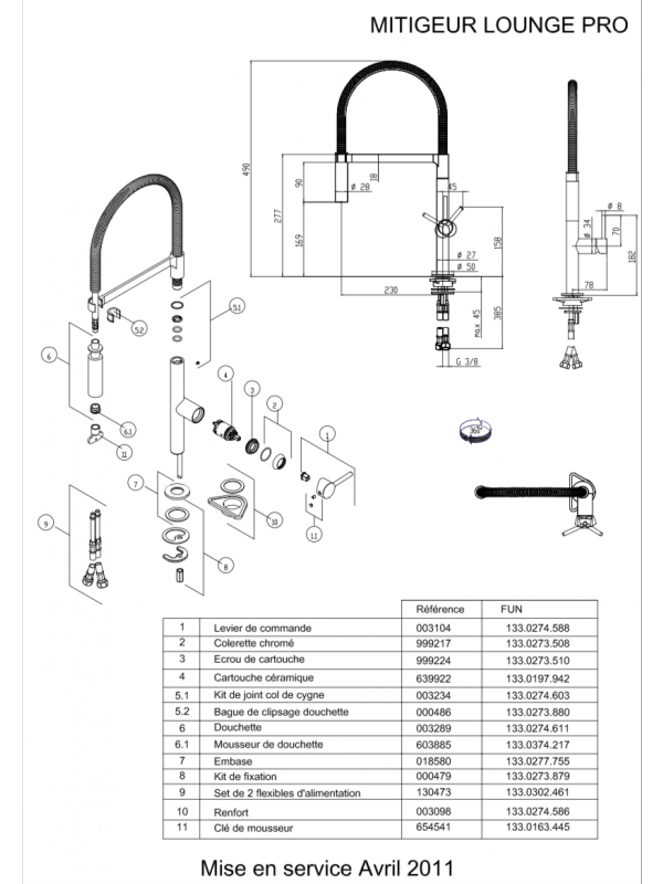 Pieces detachees LOUNGE PRO - franke_lounge_pro_521920_shema_1