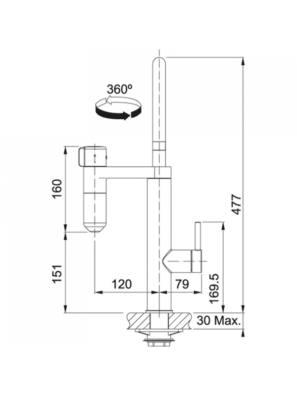 Mitigeur à eau filtrée VITAL - FRANKE - franke_vital_filtre8schema