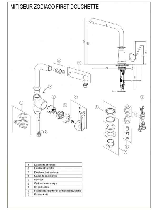 Douchette pour robinetterie ZODIACO FIRST - FRANKE - franke_zodiaco_first_douchette