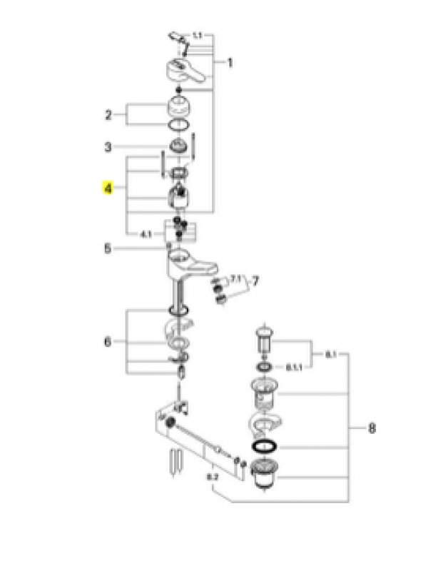 Cartouche GROHE - grohe_cartouche_mitigeur_eurodic_46048000_schema