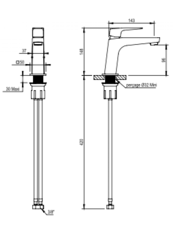 MITIGEUR LAVABO  ECHO HORUS - horus_echo_mitigeur_lavabo_schema