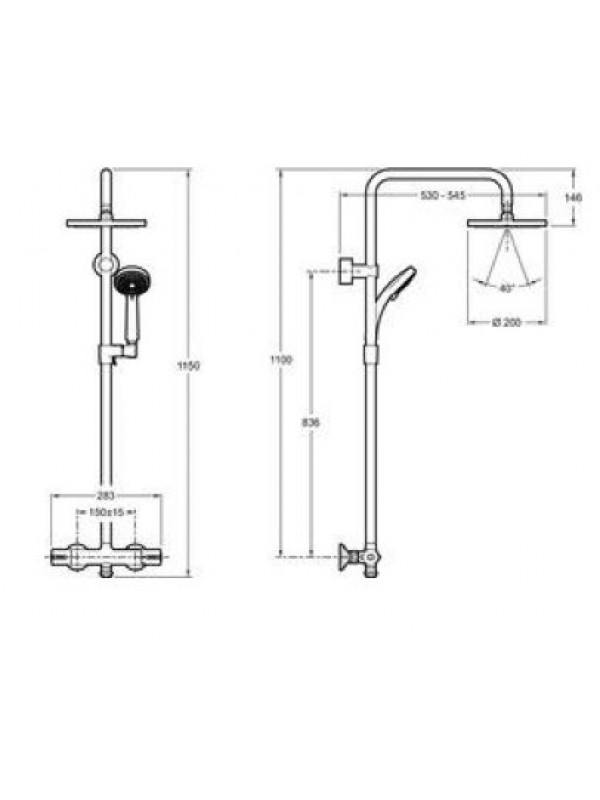 Colonne Thermostatique Douche JULY - JACOB DELAFON - july_ensemble_douche_thermostatique_jacob_delafon_cote