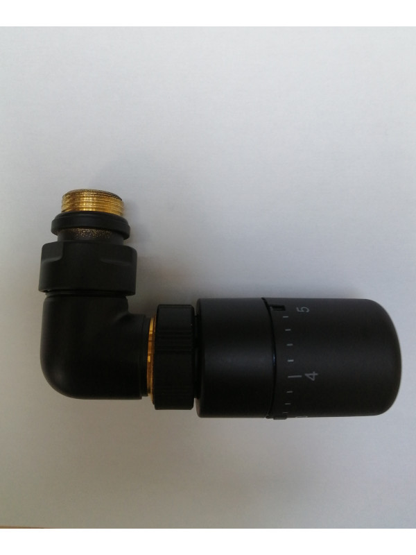 Kit Thermostatique Equerre d'angle - Chauffage cental - kit_thermostaique_angle_noir_mat