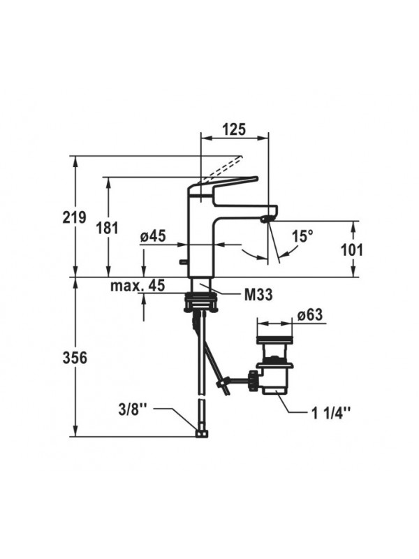 Mitigeur Lavabo DOMO 6.0 - KWC - kwc_domo_6.0_mitigeur_lavabo_12.668.041.000fl_dimension