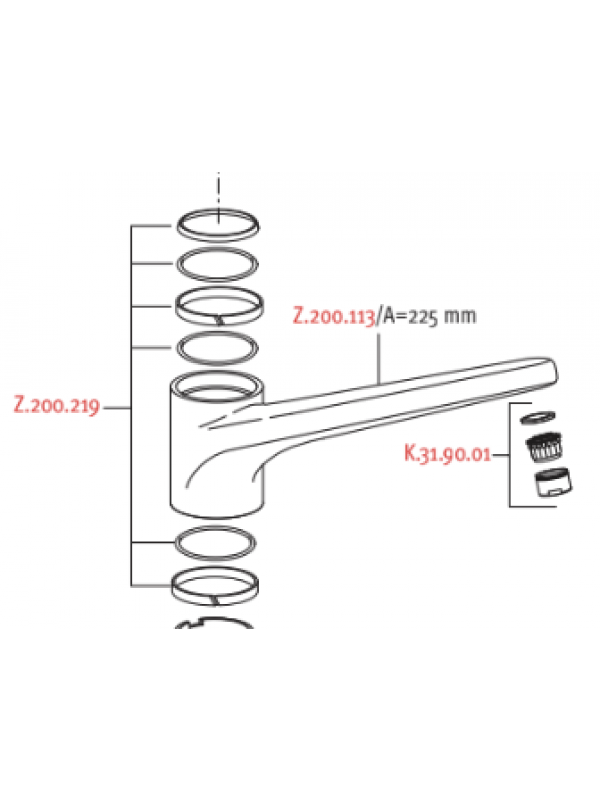 Joints Mitigeur DOMO/ORCINO/VITAUNO - KWC - kwc_domo_mitigeur_cuisine_douchette_joint1