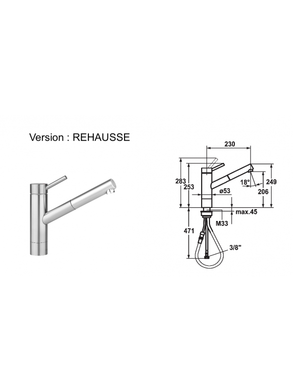 Mitigeur à bec - INOX - KWC - kwc_inox_mitigeur_cuisine_rehausse