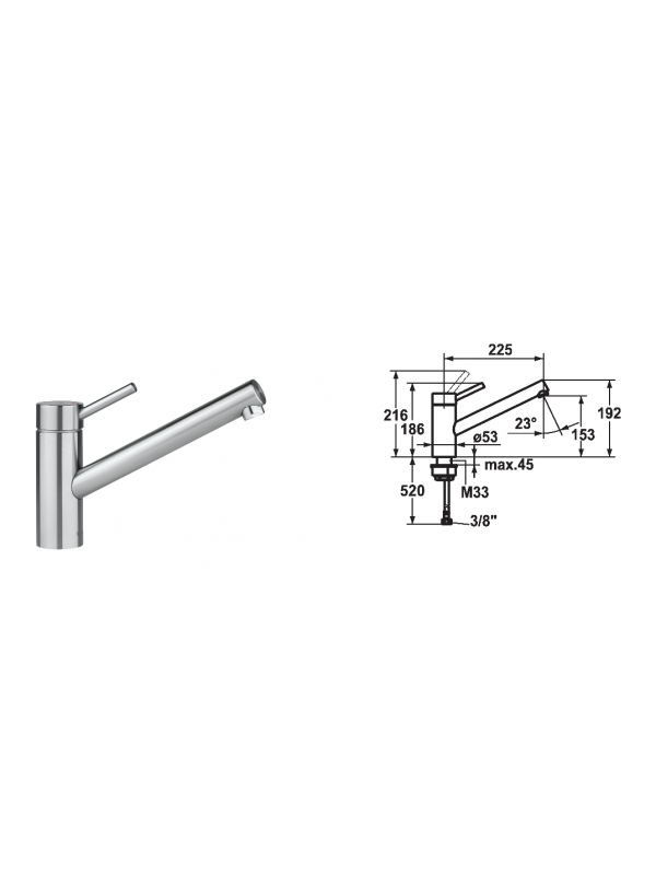 Mitigeur à levier - INOX - KWC - kwc_inox_mitigeur_levier_douchette_chrome