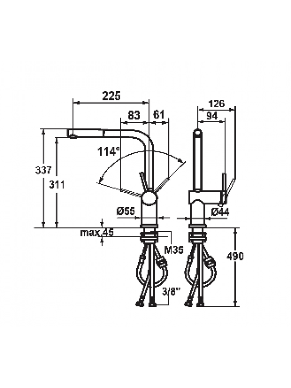 Mitigeur escamotable avec ou sans douchette LIVELLO - KWC - kwc_livello_mitigeur_cuisine_chrome_escamotable_douchette