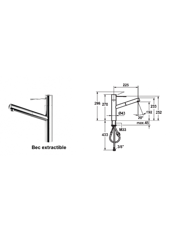 Mitigeur à levier ONO - KWC - kwc_mitigeur_ono_bec_extractible_chrome