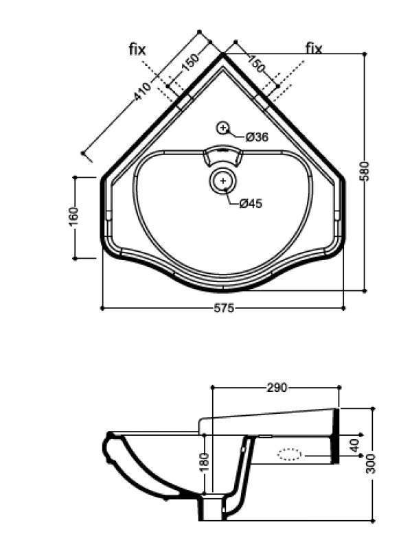 LAVABO D'ANGLE RETRO CHAMBORD - lavabo_angle_chambord_ondyna_cotes