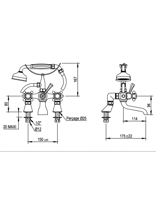 MELANGEUR ASCOTT Bain / Douche sur plan - m_langeur_bain_douche_horus_ascott_65.485_schema_1
