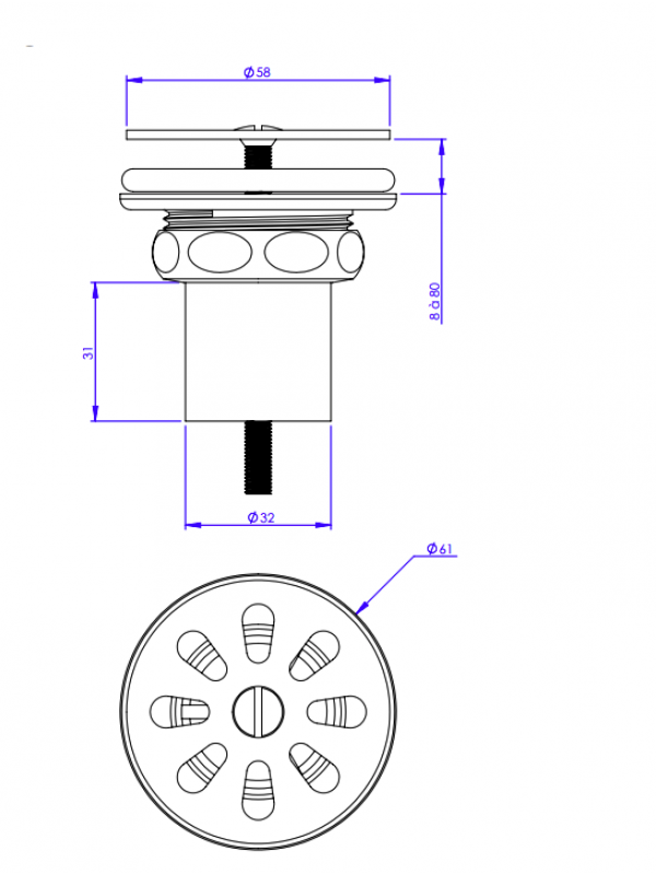 Bonde à grille de lave-mains - Vieux bronze mat - MARGOT - margaot_bonde_a_grille_lave_main