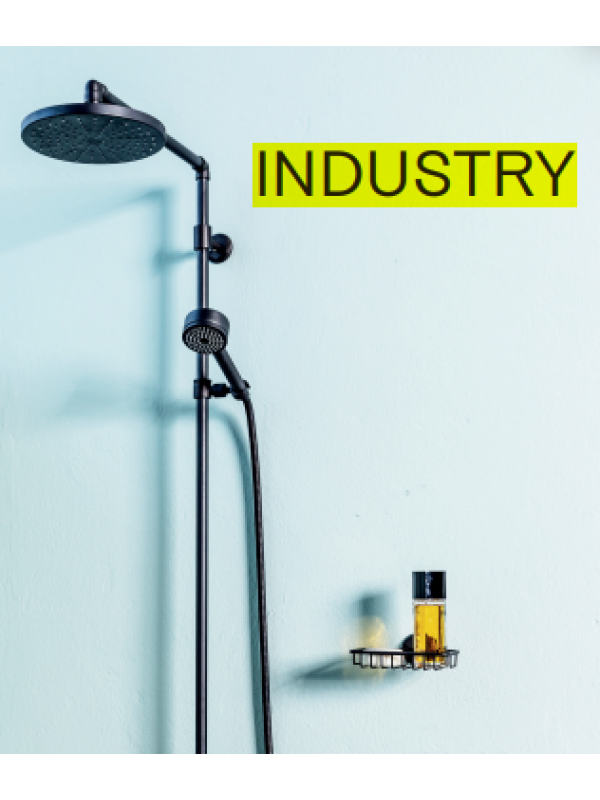 INDUSTRY - Mélangeur douche colonne et douchette thermostatique - MARGOT - margaux_industry_colonne_douche_noire_1
