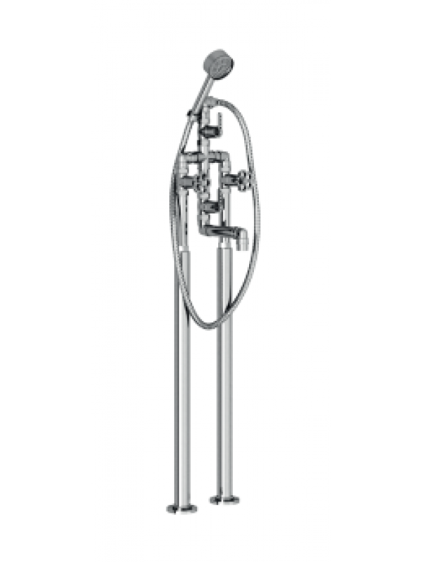 INDUSTRY - Mélangeur bain douche sur colonnes - MARGOT - margaux_industry_croisillons_bain_douche_chrome