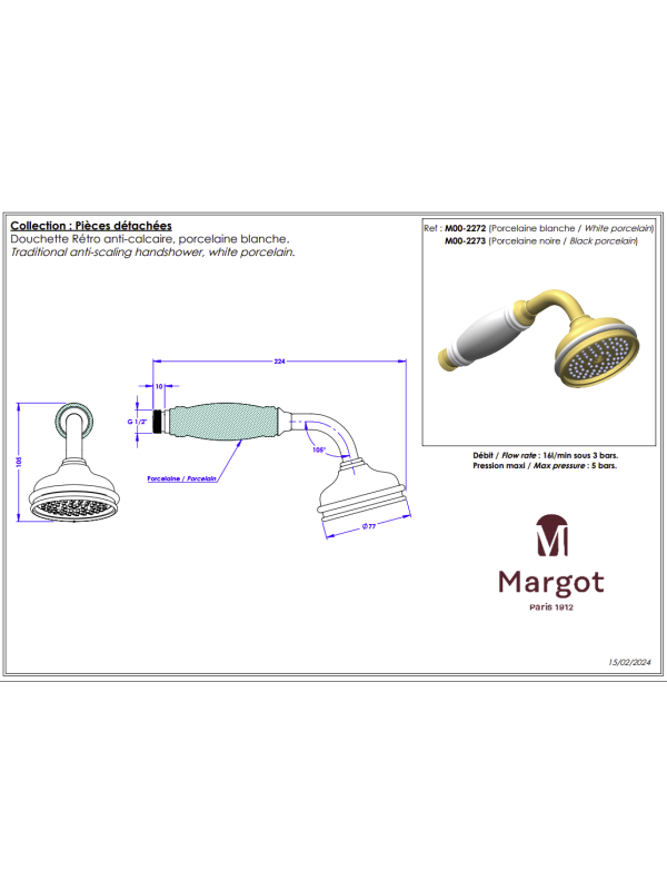 Douchette Tradition Standard - MARGOT - margot_douchette_porcelaine_m00-2272