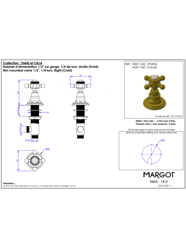 Robinet d'alimentation 1/2” sur gorge CHROME - THÉTIS -MARGOT - margot_robinet_sur_gorge_alimentation_m02-126c