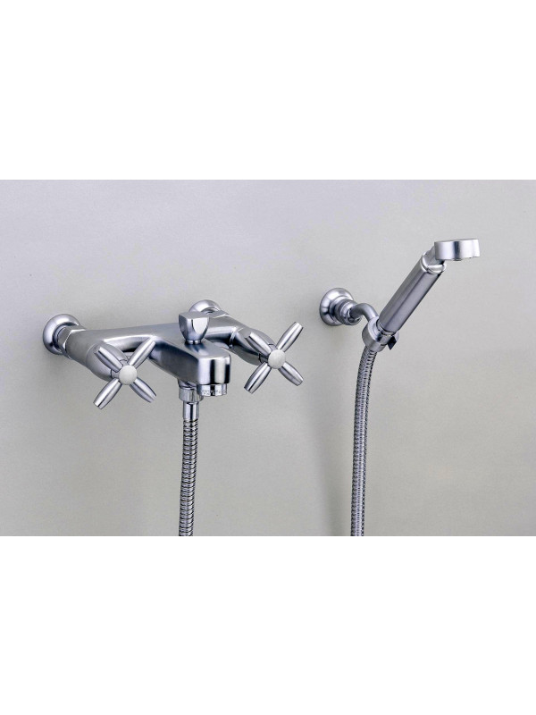 QUARTZ - Mélangeur Bain/Douche mural croisillon - MARGOT - melangeur_b_d_mural_avec_crochet_quartz_margot