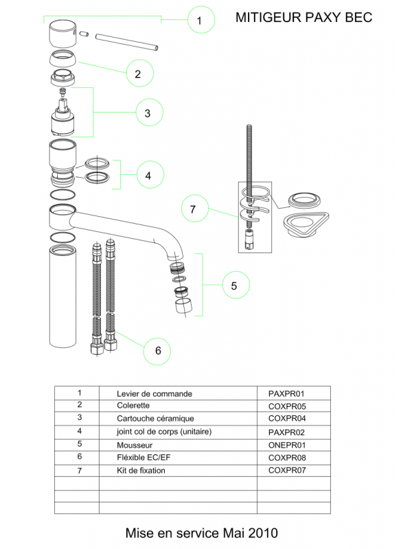 Piéces détachées PAXY 100318 - mitigeur_cuisine_frost_franke_100318_sch_ma