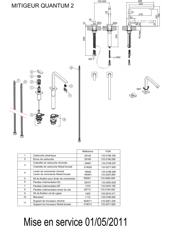 Levier de commande Nickel brossé - FRANKE - mitigeur_franke_quantum_2_521838_schema_7