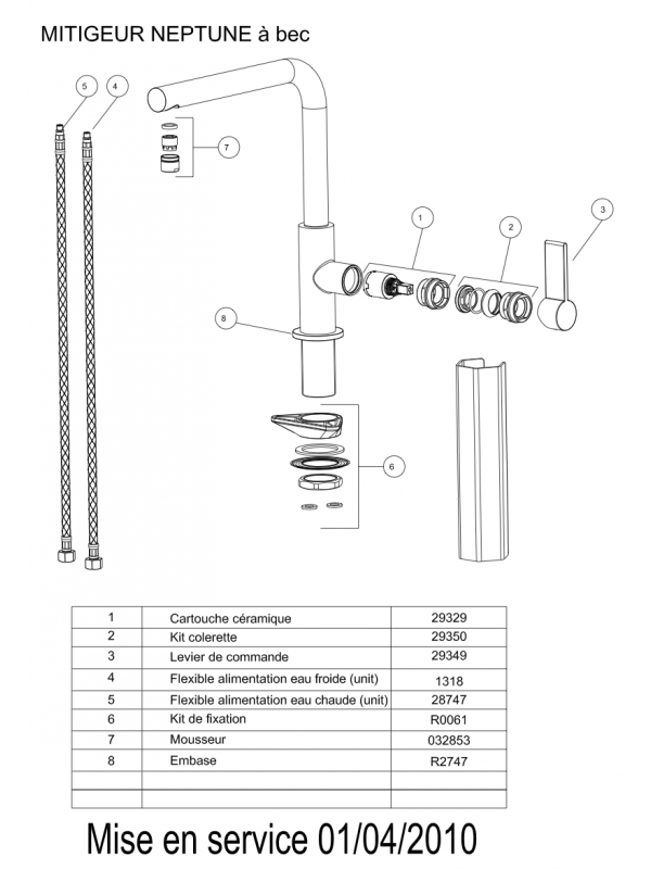 Piéces détachées NEPTUNE 414543 - mitigeur_neptune_414543_franke_schema_3