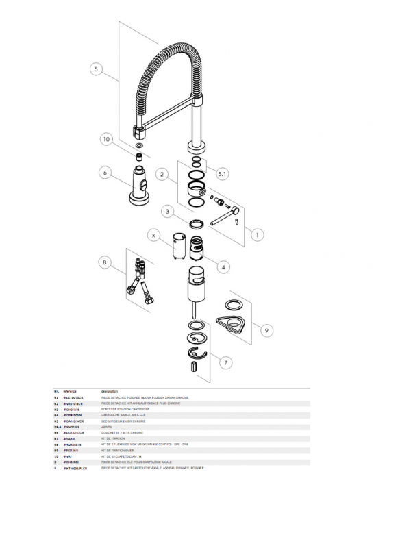 Pièces détachées NOBILI PLUS PL00300-3CR - mitigeur_nobili_plus_pl00300_3cr_schema