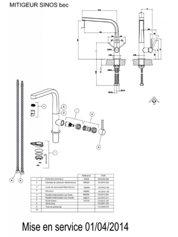 Pièces détachées pour SINOS - 920877 - FRANKE - Mitigeur  - mitigeur_sinos_eclat_franke_920877