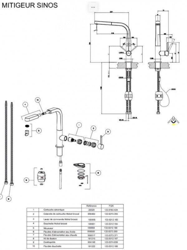 Pièces détachées pour SINOS - 920891 - FRANKE - Mitigeur - mitigeur_sinos_eclat_franke_920891