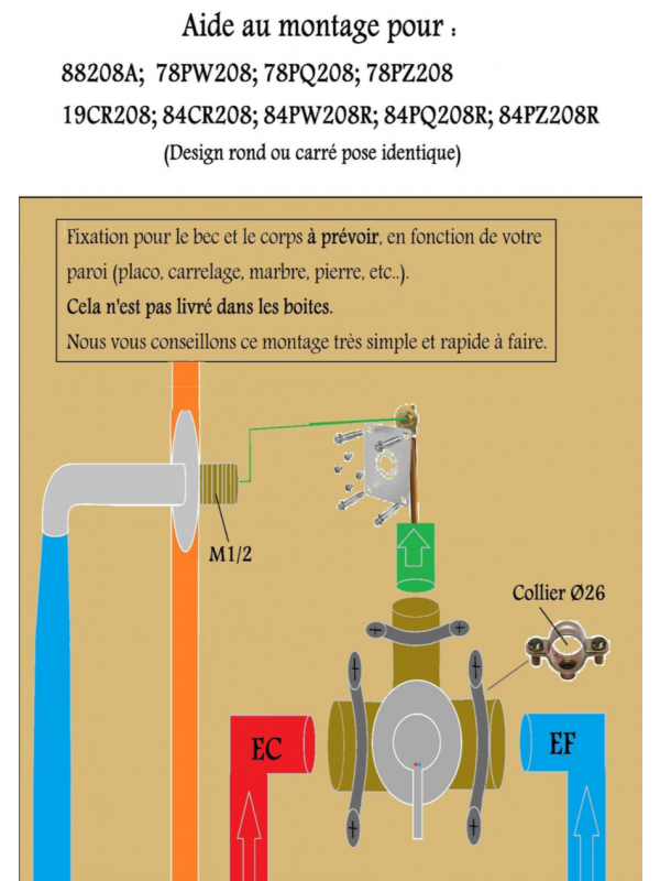 MITIGEUR LAVABO MURAL COX CHROME - PAINI - montage_mitigeur_lavabo_mural__88208