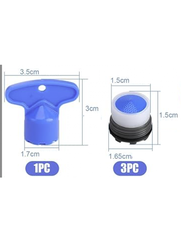 Lots de 3 mousseurs avec clé pour robinet cuisine ou salle de bain. - mousseur_universel_robinet_lavabo_1.5cm