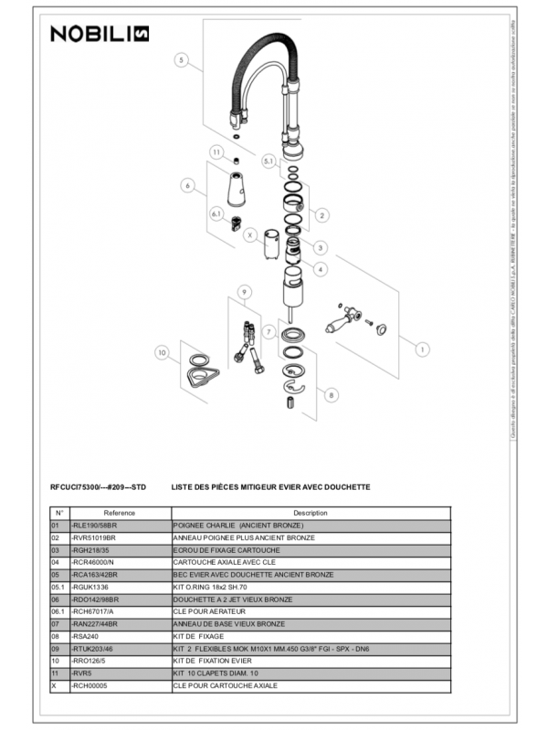 POIGNEE CHARLIE - NOBILI - nobili_mitigeur_charlie_schema